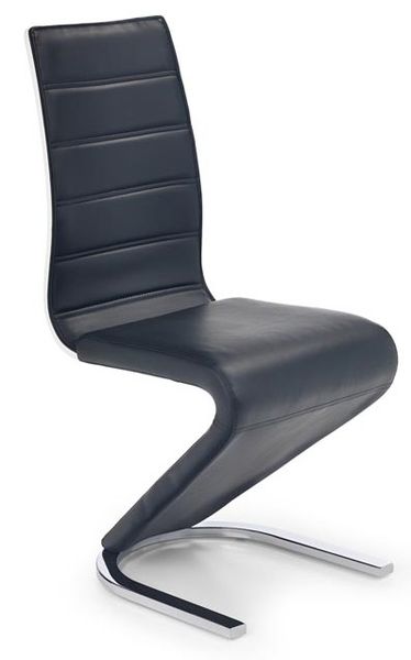 K-194 fémvázas kárpitozott szék króm láb, fekete textilbőr, fehér hát