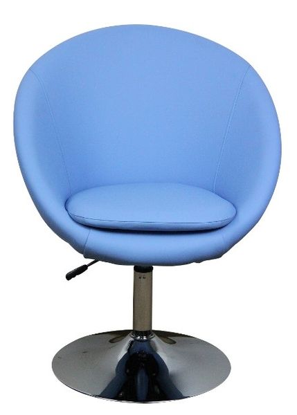 MF-7282 design fotel, króm, világos kék textilbőr, gázliftes