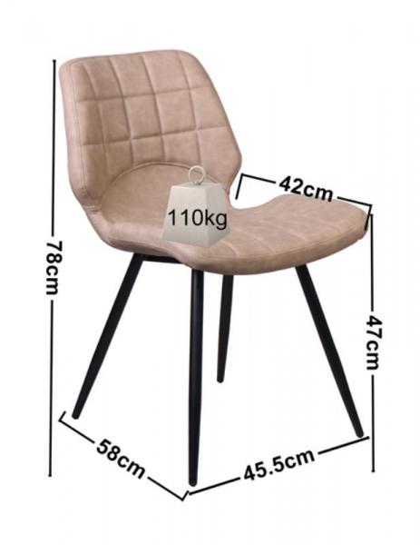 MF-8401 kárpitozott fémvázas szék fekete metal, világos szürke (vintage)