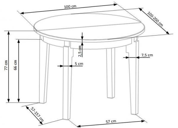 Sorbus nagyobbítható asztal 100x100/200, méztölgy láb és lap
