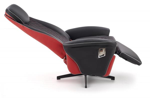 Camaro relax fotel fekete-piros mőbőr, fekete láb