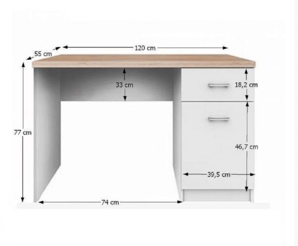 Topty TYP 9 PC asztal 1D1S, fehér/sonoma tölgy