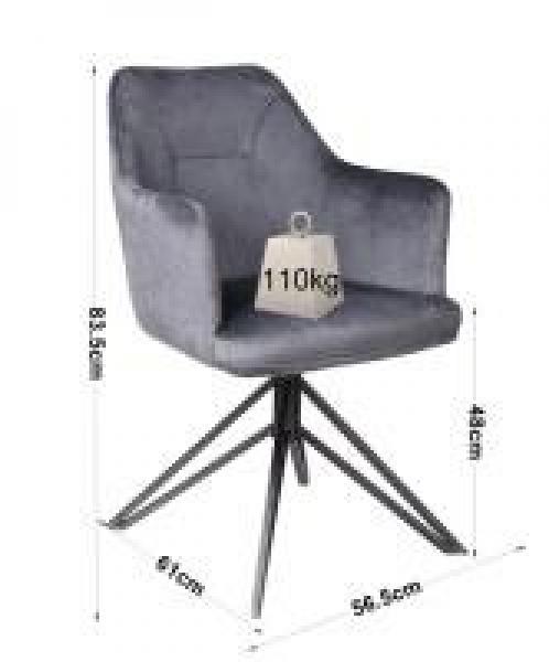 MF-0241 coctail fotel 180 elforgatható, porszórt acél láb, Velvet sötétszürke bársony