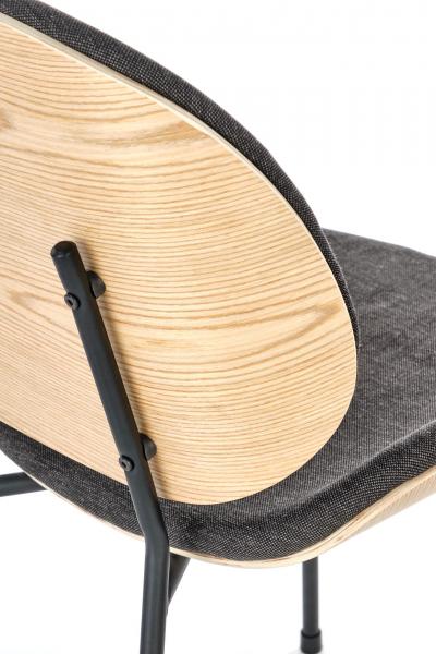 K-467 fémvázas kárpitozott szék natúr hajlított rétegelt lemez, sötétszürke szövet, porszórt acél