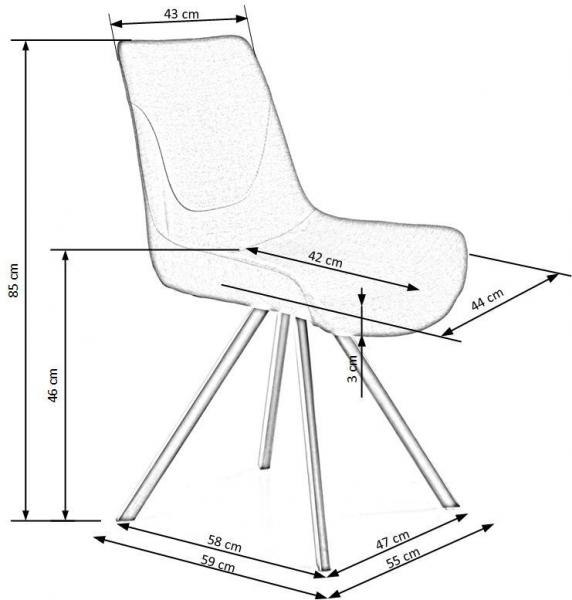 K-290 fémvázas kárpitozott szék porszórt acél láb, szürke szövet