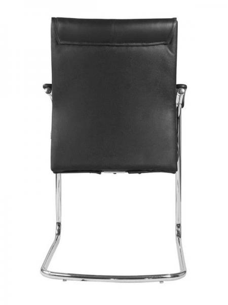 Chicago/S fémvázas, szánkótalpas kárpitozott szék, króm láb, fekete valódi bőr