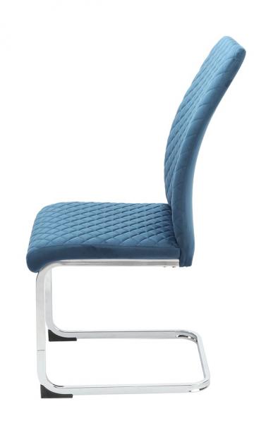 AS 118 fémvázas, szánkótalpas kárpitozott szék, króm láb, kék bársony szövet