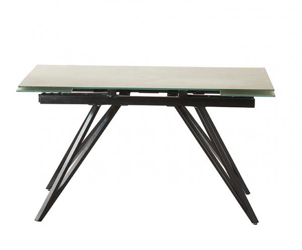 Judy nagyobbítható asztal kőhatású 8 mm edzett üveglap, fekete láb, 90x140/200 cm