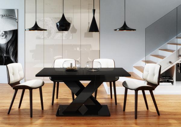 Bronx nagyobbítható asztal magasfényű fekete, 80x140/180 cm