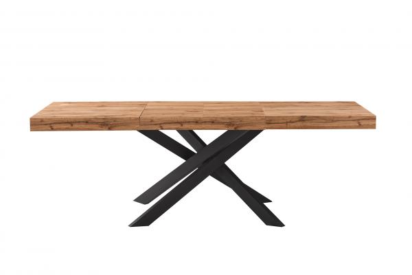 Medulin nagyobbítható asztal, fekete porszórt láb, MDF lap, 90x140/200 cm