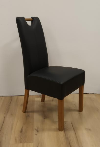 Elida fafogantyús kárpitozott szék, étkezőszék Soft 011 fekete, EW tölgy natúr lakkozott