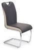 K-184 szánkótalpas króm szék,sötétbarna/pezsgő színű textilbőr