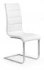 K-104 króm szánkótalpas szék, magasfényű fehér támla, fehér textilbőr