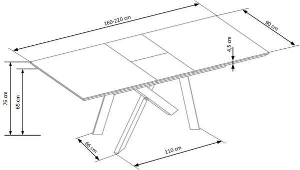 CAPITAL bővíthető étkezőasztal, téglalap alakú, szín: arany tölgy/fekete - Image 12