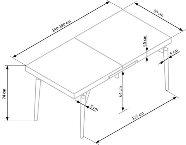 CAMBELL bővíthető étkezőasztal, téglalap alakú, szín: tölgy/fekete - Image 9