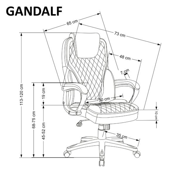 GANDALF forgószék, billenő mechanika, szín: fekete/szürke - Image 4