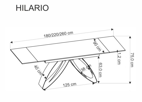 HILARIO bővíthető étkezőasztal, téglalap alakú, szín: fehér márvány/fekete - Image 10
