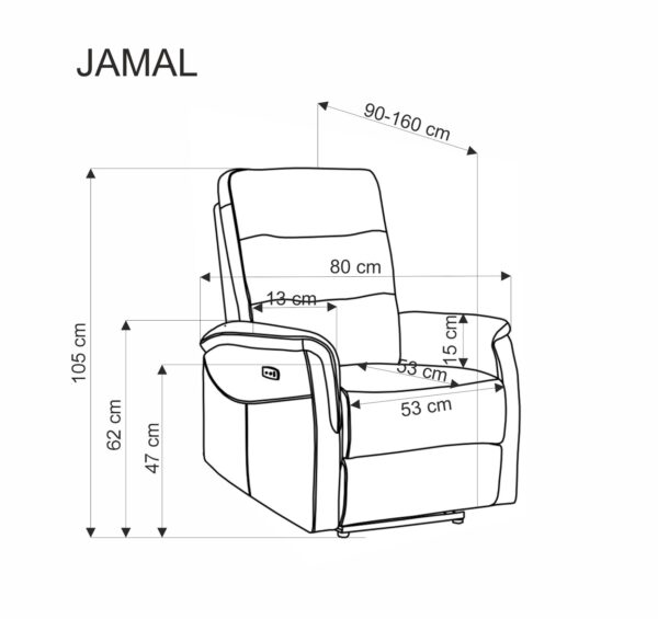 JAMAL elektromos relax fotel, szín: oliva - Image 5