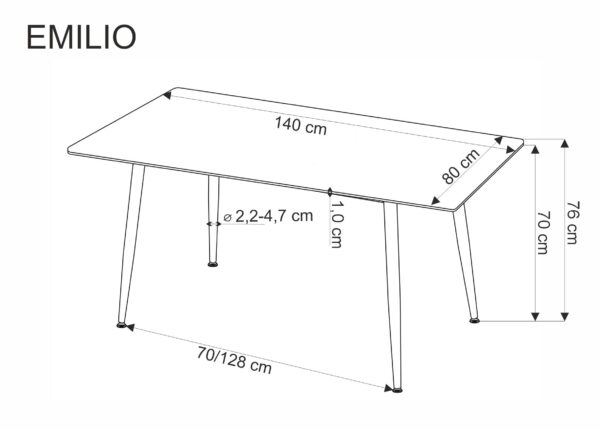 EMILIO 120 asztal, téglalap alakú, szín: fehér márvány/fekete - Image 6