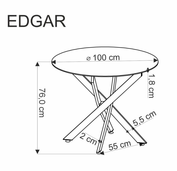 EDGAR asztal, kerek, szín: dió/fekete - Image 5