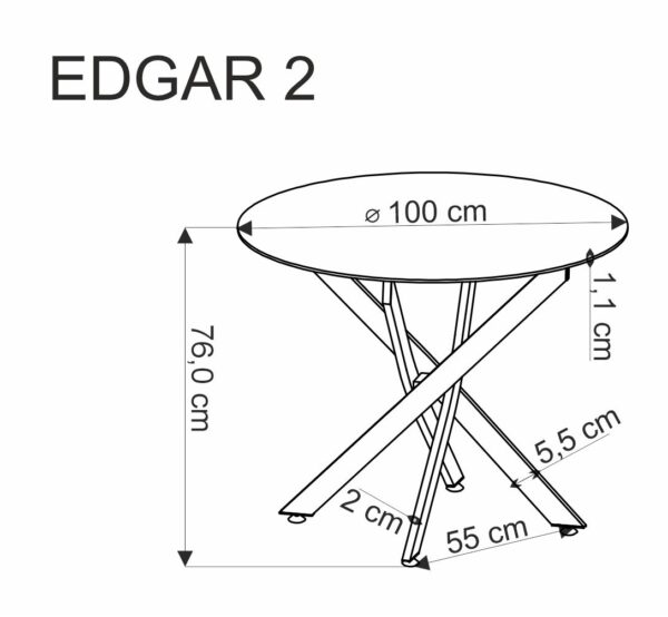 EDGAR 2 asztal, kerek, szín: fehér márvány/fekete - Image 4