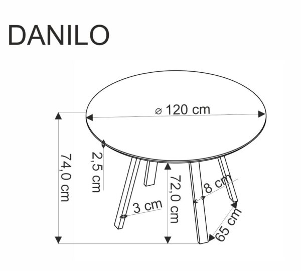 DANILO asztal, kerek, szín: dió/fekete - Image 6