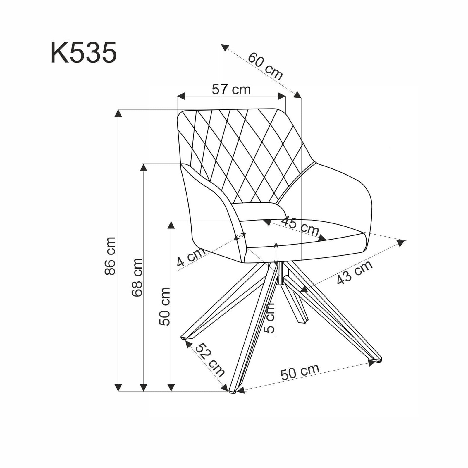 K535 forgatható szék, bézs színben - Image 4