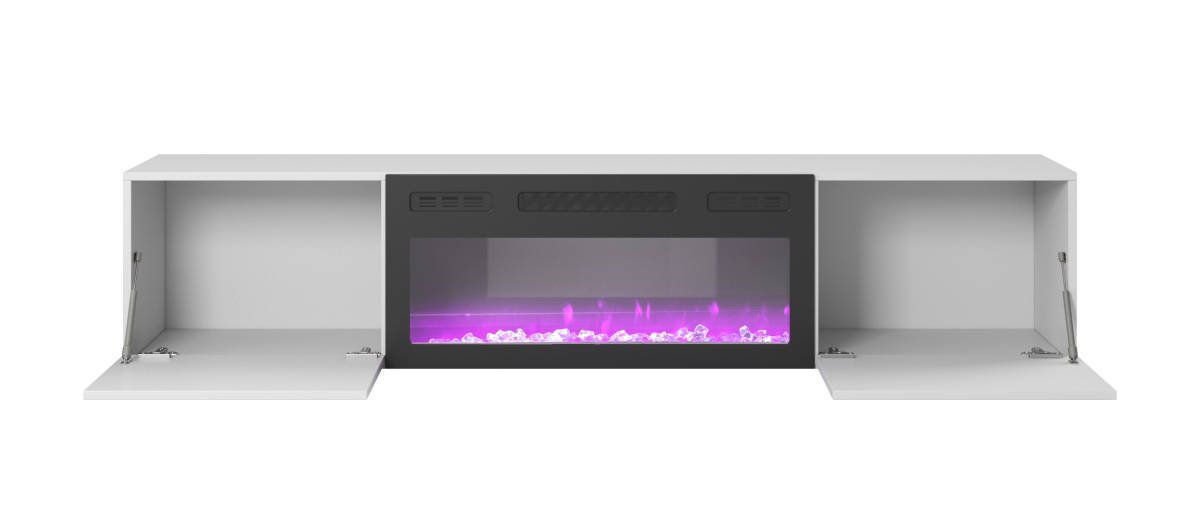 Livo Rtv-180W-K függő TV szekrény, beépített kandallóval, fehér színben - Image 2