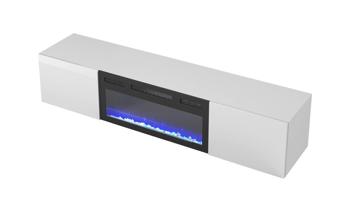 Livo Rtv-180W-K függő TV szekrény, beépített kandallóval, fehér színben - Image 3