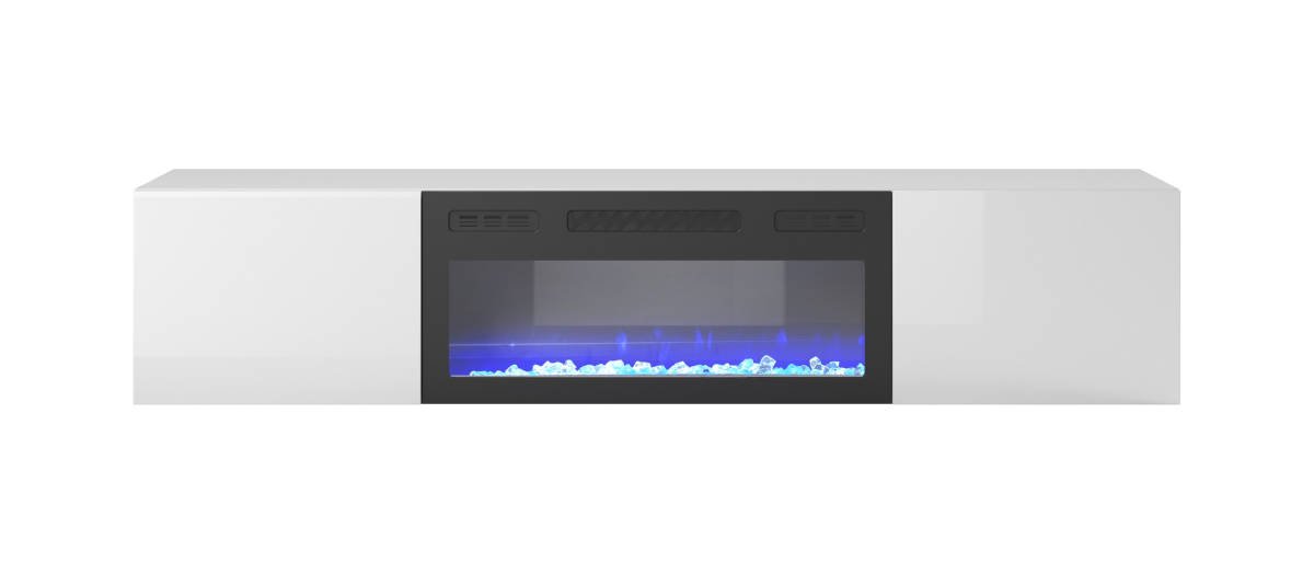 Livo Rtv-180W-K függő TV szekrény, beépített kandallóval, fehér színben - Image 5