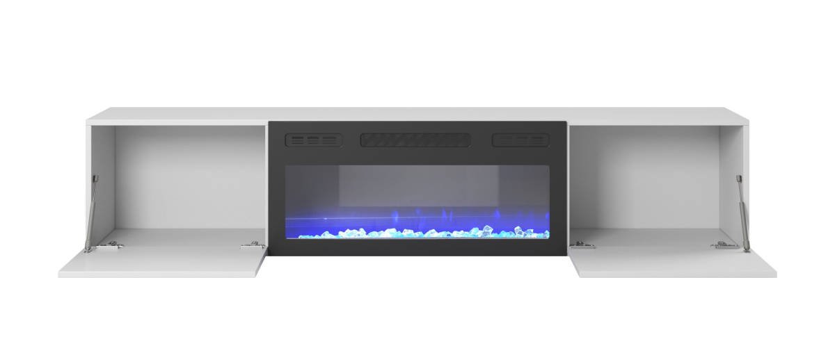 Livo Rtv-180W-K függő TV szekrény, beépített kandallóval, fehér színben - Image 6