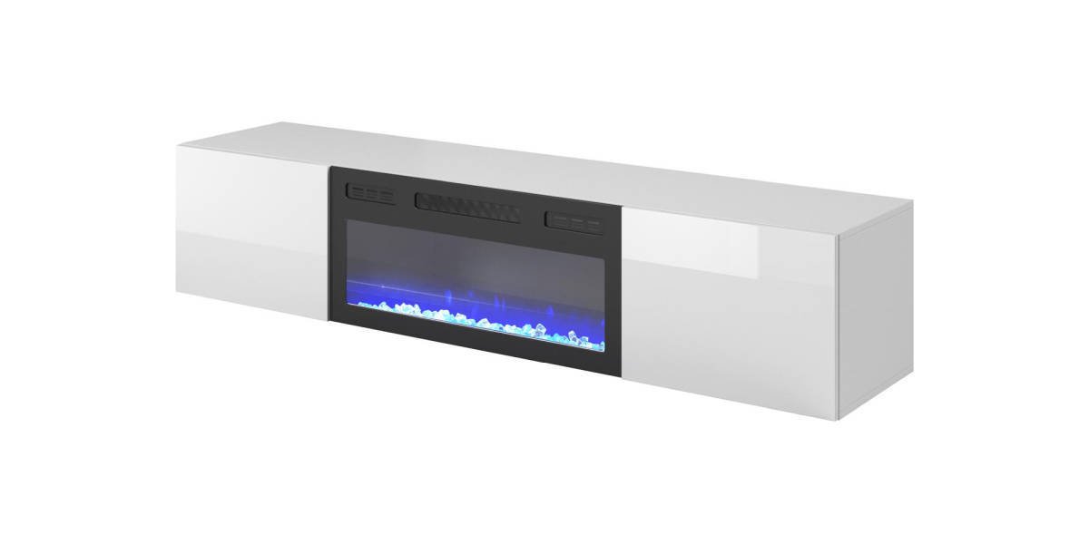 Livo Rtv-180W-K függő TV szekrény, beépített kandallóval, fehér színben - Image 8