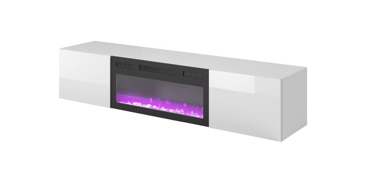 Livo Rtv-180W-K függő TV szekrény, beépített kandallóval, fehér színben - Image 9