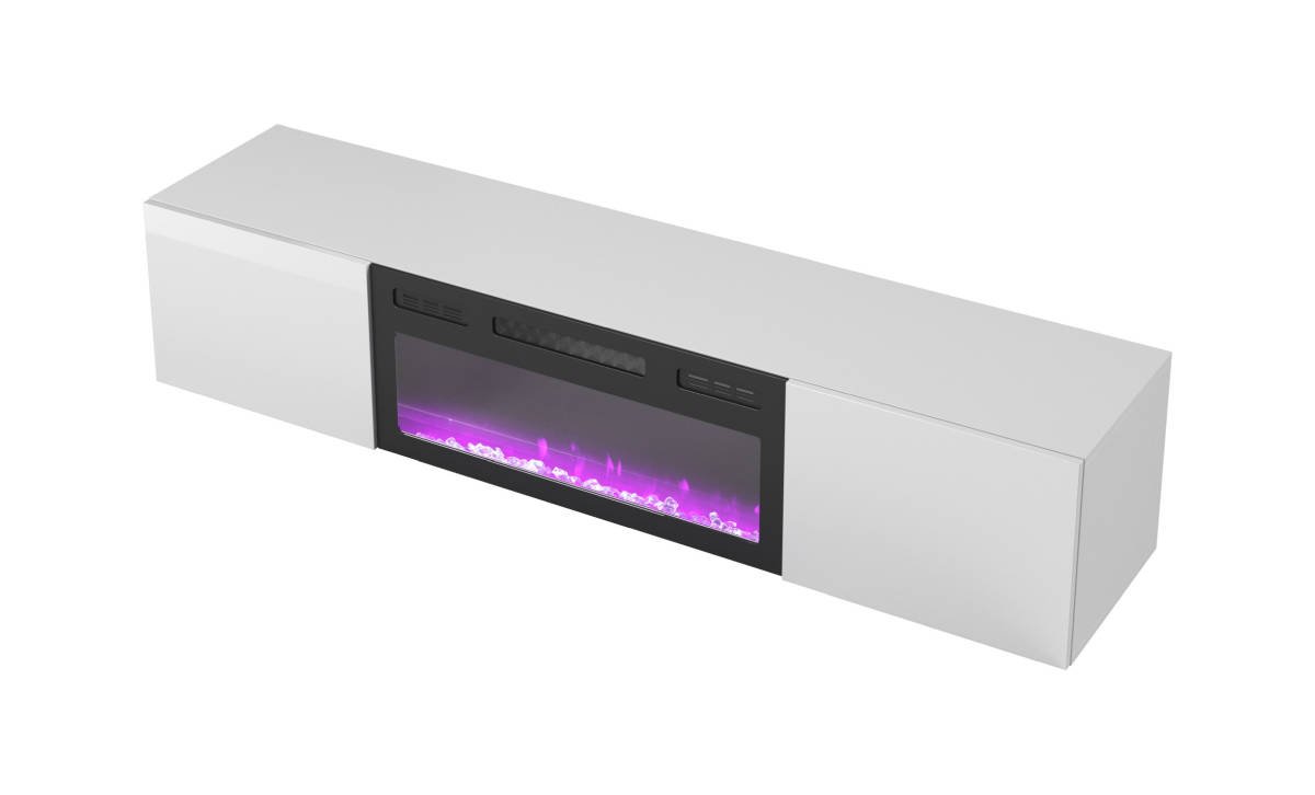 Livo Rtv-180W-K függő TV szekrény, beépített kandallóval, fehér színben - Image 12