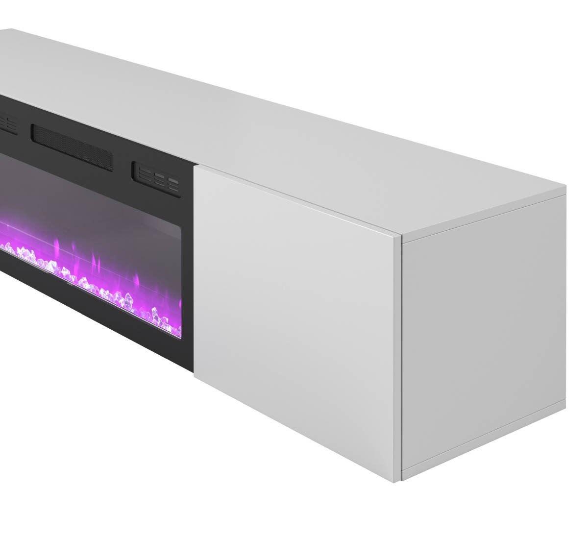 Livo Rtv-180W-K függő TV szekrény, beépített kandallóval, fehér színben - Image 13