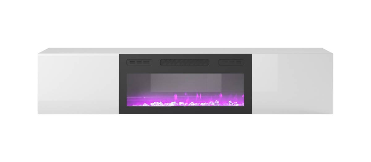 Livo Rtv-180W-K függő TV szekrény, beépített kandallóval, fehér színben - Image 14
