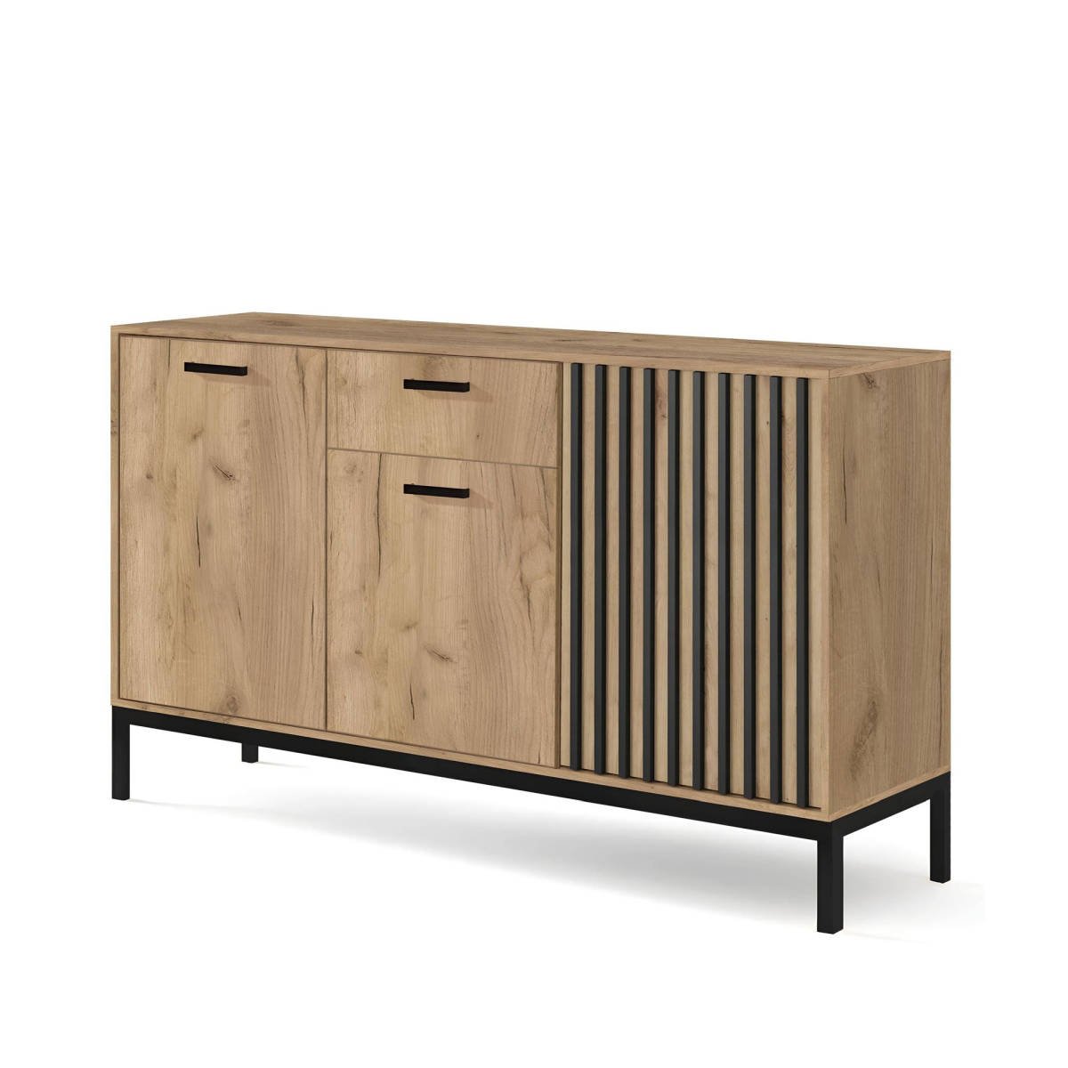 Lamino KM-1 komód, craft tölgy/fekete színben