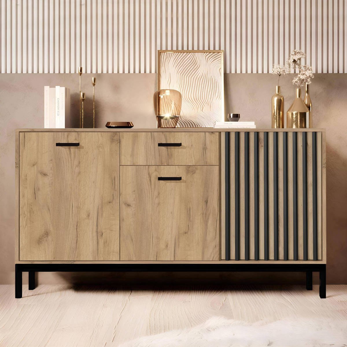 Lamino KM-1 komód, craft tölgy/fekete színben - Image 2