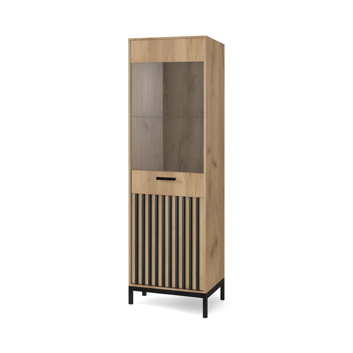 Lamino W-1 vitrin, craft tölgy/fekete színben