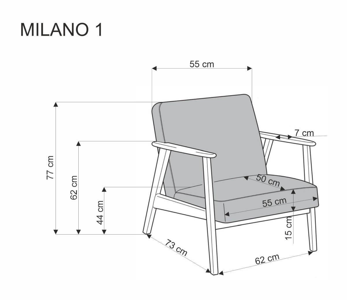 Milano 1S pihenő szék, kék/sötét dió színben - Image 3