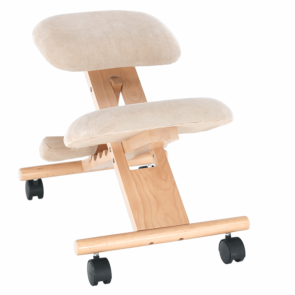 Ergonomikus térdelőszék, krémszínű/bükkfa, Groco