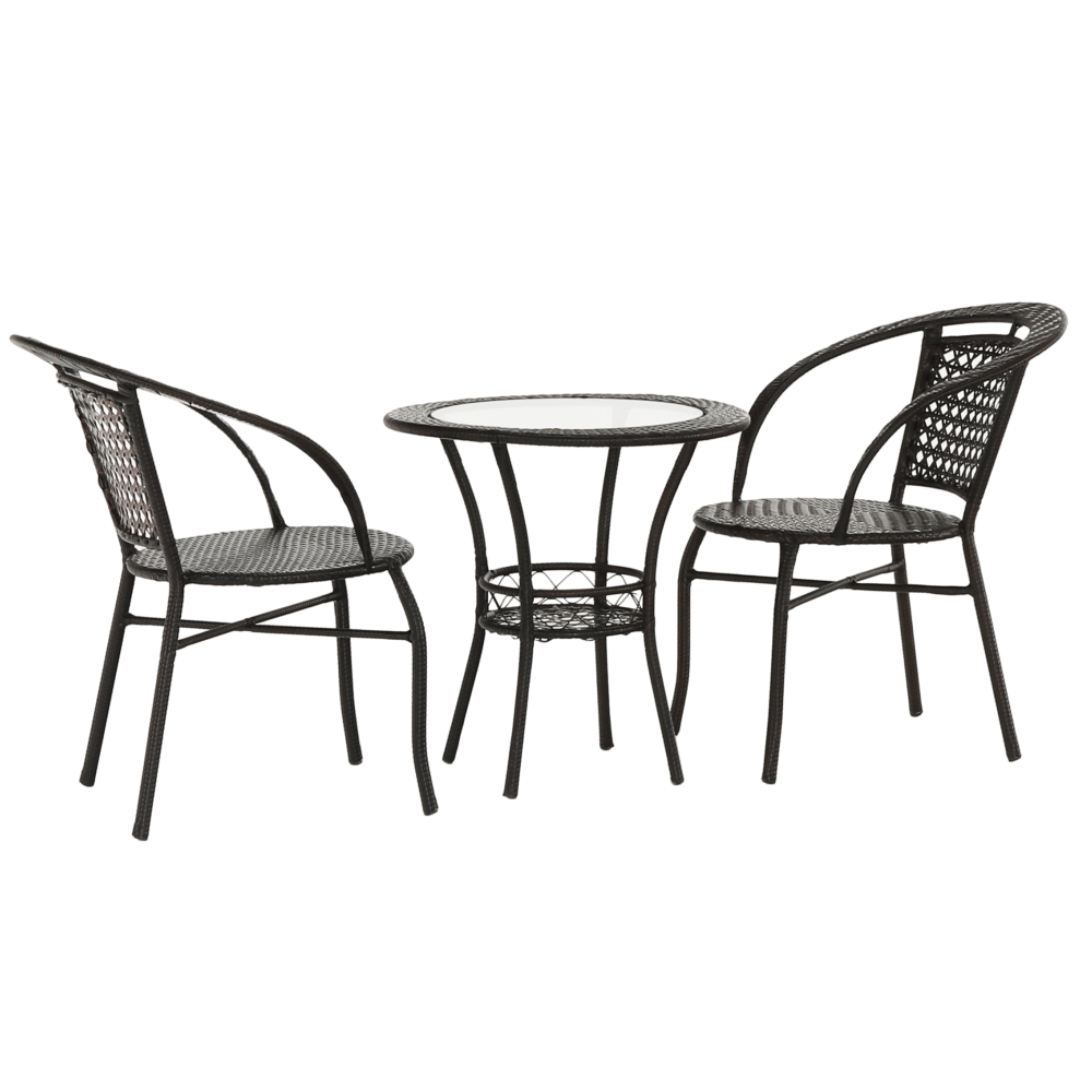 Kerti rattan szett 1+2, barna, Lasan szék, 60 × 53 × 73 cm