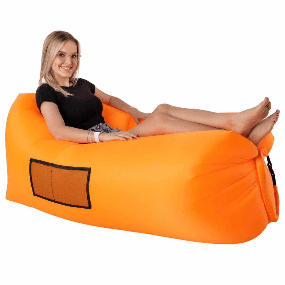 Felfújható babzsák/lazy bag, narancssárga, Lebag szék, 0 × 50 × 180 cm