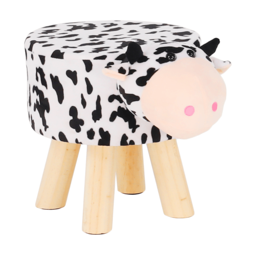 Puff kistehén alakban, Velvet anyag fehér/fekete/natúr, Molly