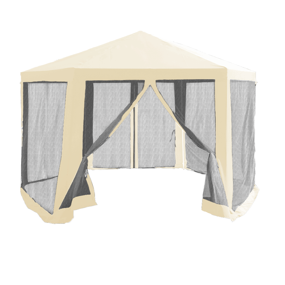 Kerti pavilon sátor, 3, 9 × 2, 5 × 3, 9m, bézs/fekete, Ringe Typ 2+6 oldal, 0 × 390 × 250 cm