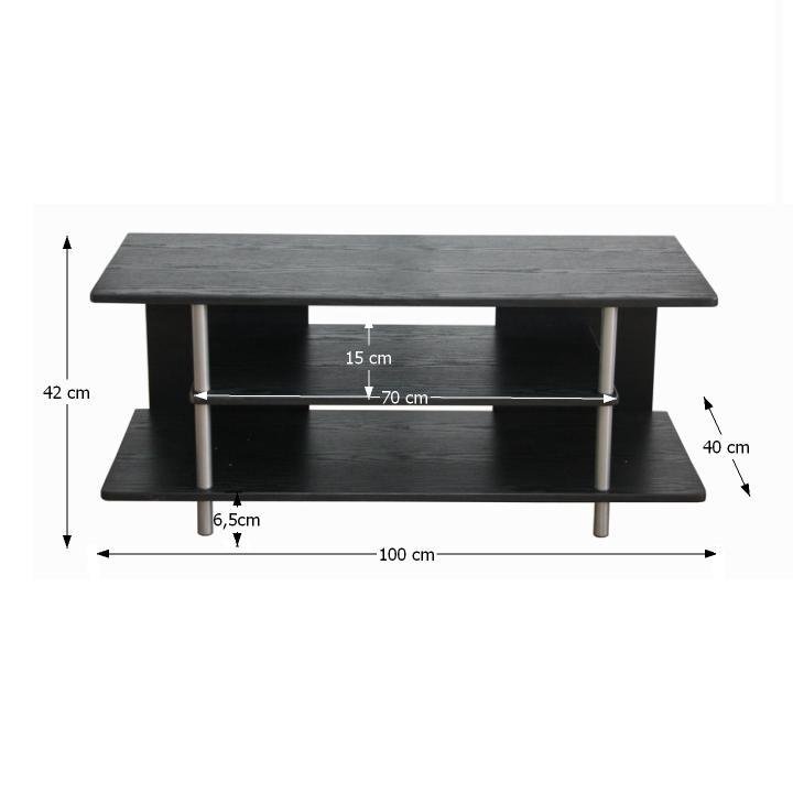 TV asztal, fekete/ezüst, Quido, 40 × 100 × 42 cm