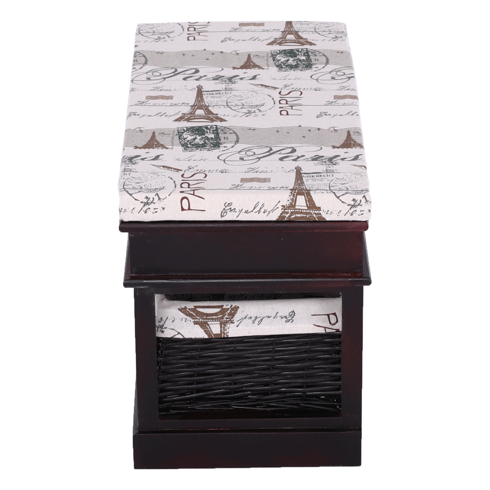 Lóca párnával, 2 kosár, sötétbarna/bézs/minta, Seat Bench 3, 35 × 70 × 45 cm - Image 15