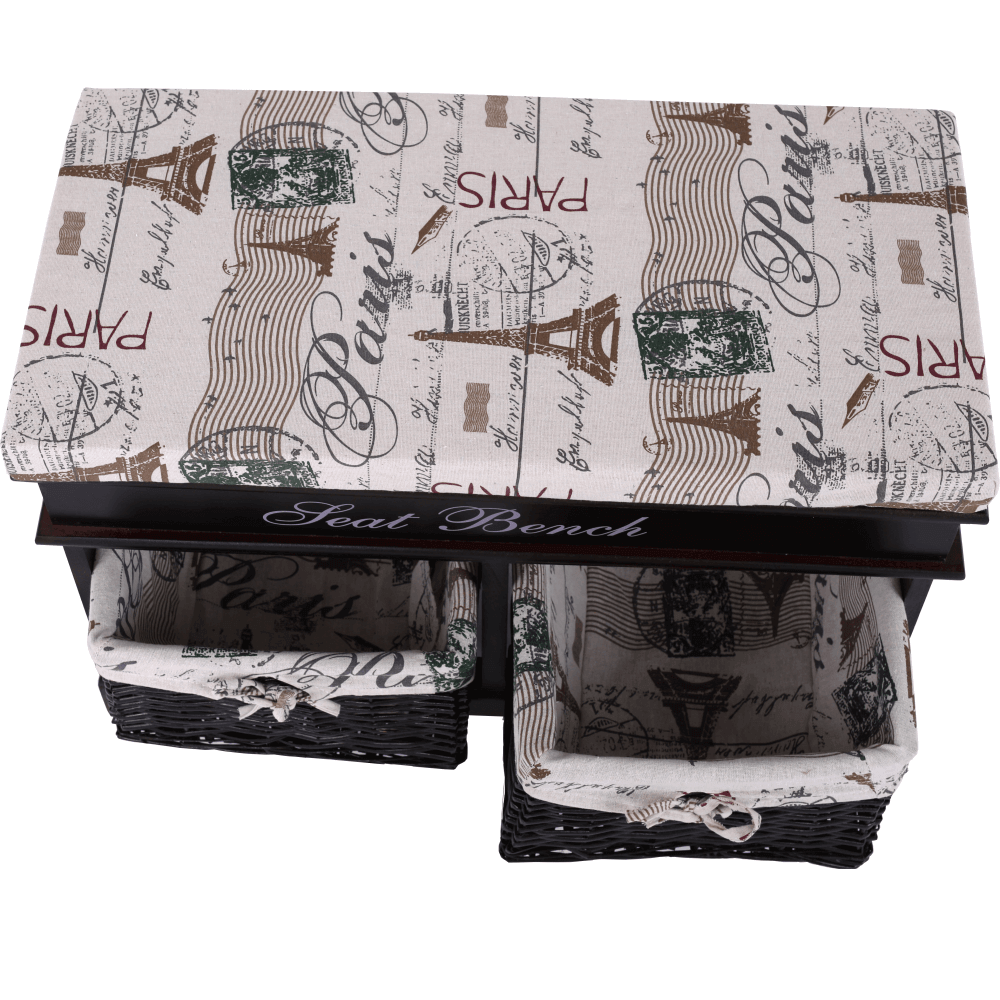 Lóca párnával, 2 kosár, sötétbarna/bézs/minta, Seat Bench 3, 35 × 70 × 45 cm - Image 16