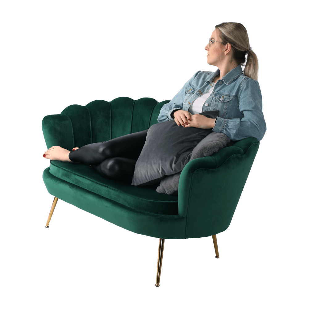 Pad Art-deco stílusban, smaragd Velvet anyag/gold króm-arany, NOBLIN - Image 18