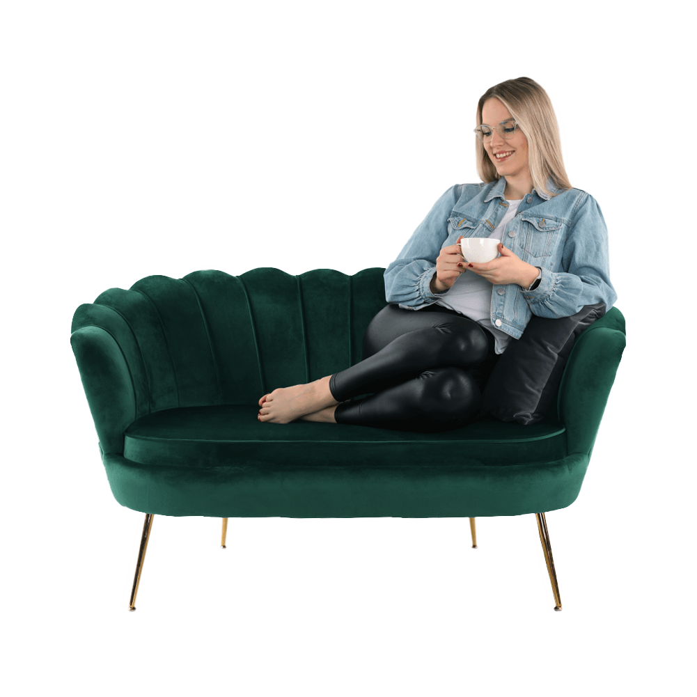 Pad Art-deco stílusban, smaragd Velvet anyag/gold króm-arany, NOBLIN - Image 19